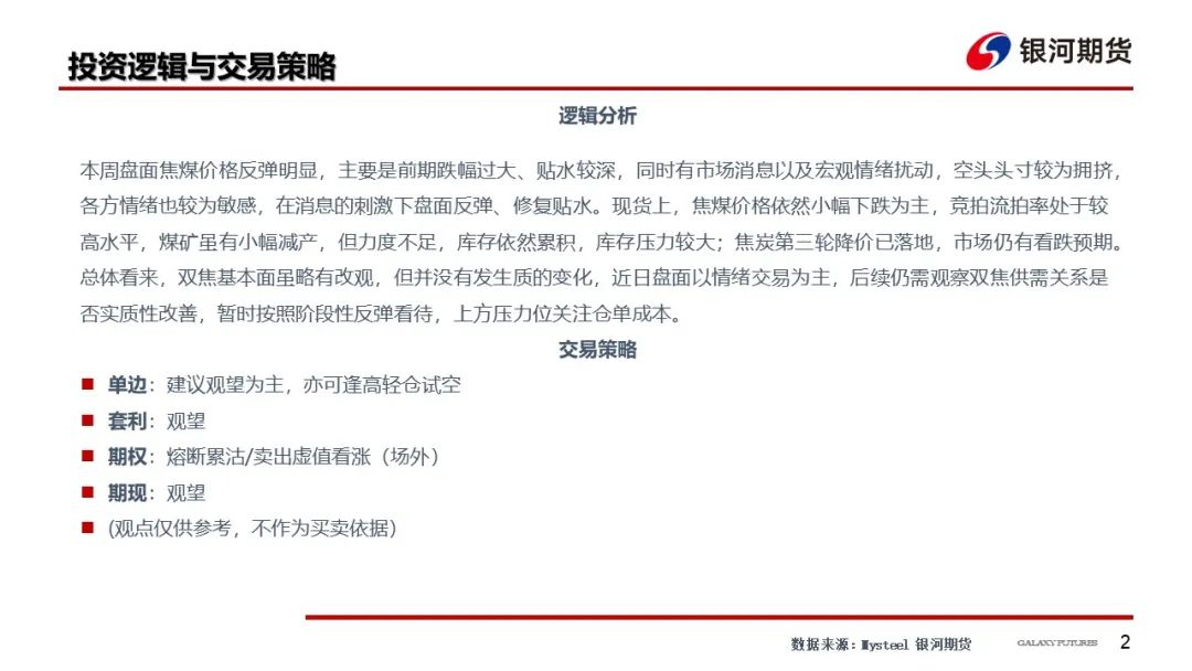 【双焦周报】市场消息扰动增加 谨防盘面冲高回落风险